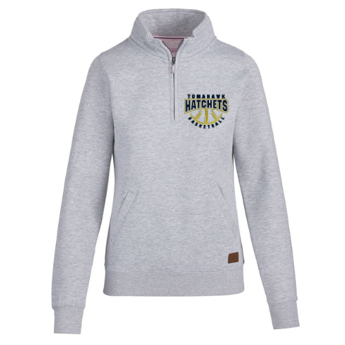 Hatchet Basketball 2 pocket 1/4 zip fleece pullover - Ladies