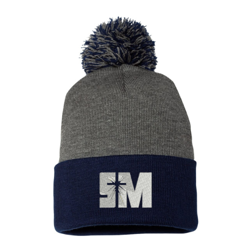 St Mary's Navy/Gray Pom Pom Beanie