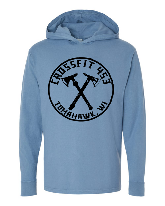 Blue Long Sleeve Hooded T Shirt