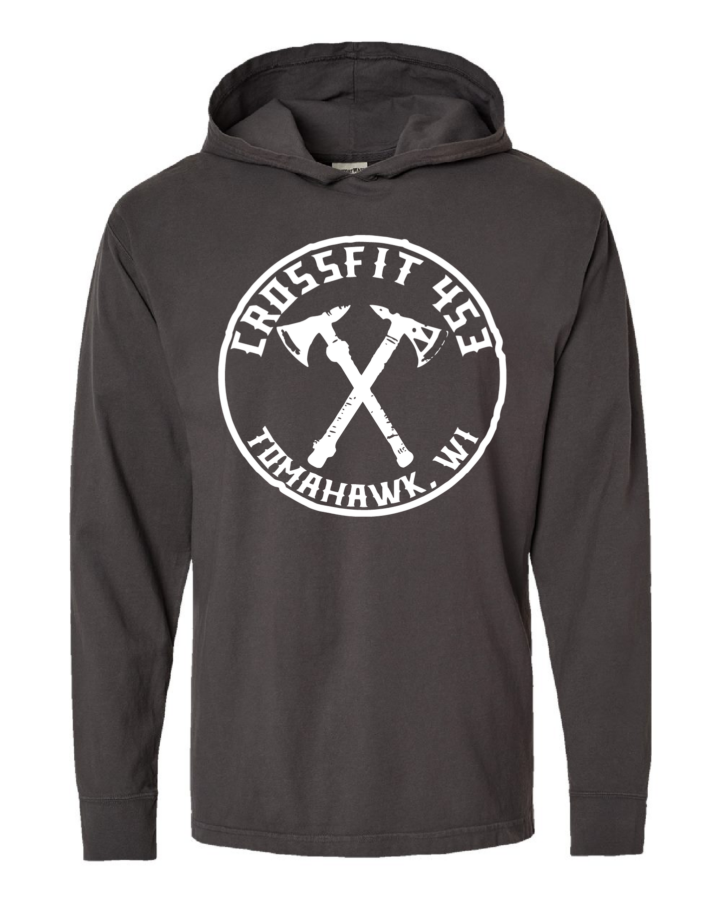 Dark Gray Long Sleeve Hooded T Shirt