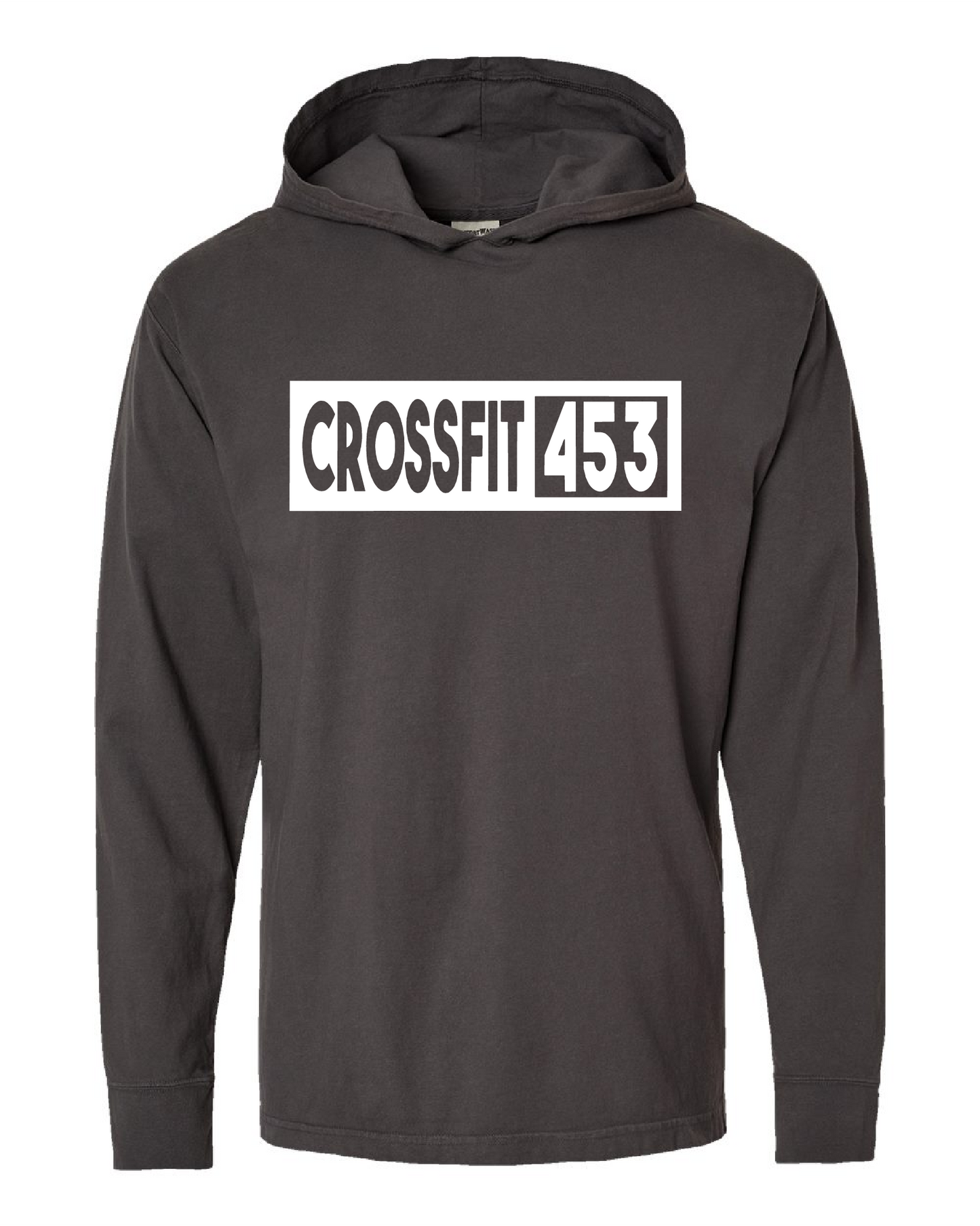 Dark Gray Long Sleeve Hooded T Shirt