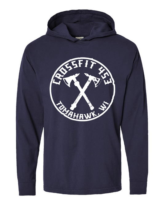 Navy Long Sleeve Hooded T Shirt